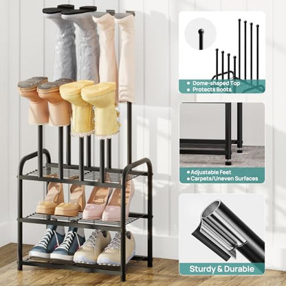 viewcare Black Boot Rack, Small Boot Rack Organizer, Tall Boots with Shoe Rack for Closet, Shoe Shelf Storage Organizer for Entryway Small Space - size: Small
