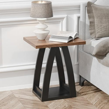 FROMJBEST End Table Set of 2, Side Table Living Room,Nightstand Black&Brown | Sofa Side Table with Shelf, Nightstands Set of 2, Modern End Table for Living Room, Bedroom - color: Brown&black, size: 2