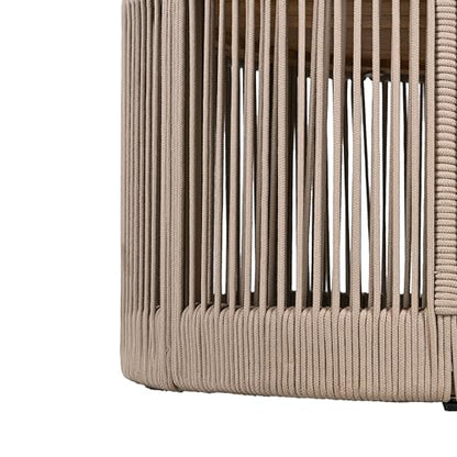 Christopher Knight Home Peyz Acacia Wood Outdoor Side Table Set of 2 with Woven Rope Design, Patio Round Coffee Table Set with Small Side Desk, Functionality Stylish 2 Tables for Garden, Teak + Beige