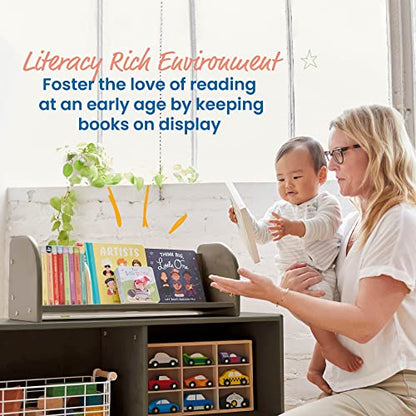 ECR4Kids Adjustable Forward-Facing Tabletop Book Display, Children's Furniture, Grey Wash - color: Grey Wash