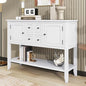 P PURLOVE Console Table Buffet Sideboard Sofa Table with Drawers Cabinets and Bottom Shelf (White) - color: White