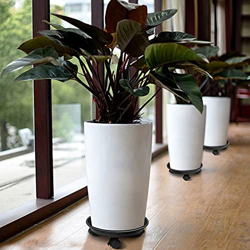 Plant Caddy with Wheels, Rolling Plant Dolly with Casters, Black | Movable Plant Stand, Flower Pot Dolly Holder, Planter Pot Mover, Indoor Outdoor Use, 2 Wheels with Lock, Fit Most Pots - color: Black