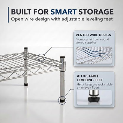 30" x 60" x 8" Chrome Wire Storage Shelf, Dunnage Rack, Commercial 1 Tier Small Shelf - color: Silver, size: 30"D x 60"W x 8"H