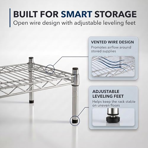 30" x 36" x 14" Chrome Wire Storage Shelf, Dunnage Rack, Commercial 1 Tier Small Shelf - color: Silver, size: 30"D x 36"W x 14"H