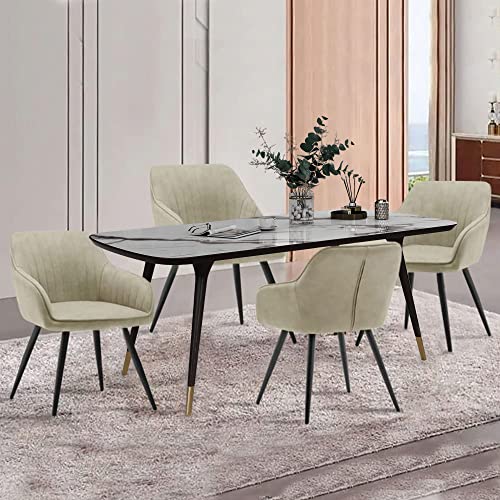 annjoe Faux Suede Accent Chair Arm Chairs Living Room Chairs Leisure Chair Upholstered Chair with Metal Legs Set of 2 for Home Kitchen Office Bistro Cafe - color: Gray Green