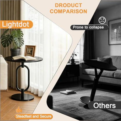 17In(W) x19In(H) Black Round Side Table Heavy Duty Modern End Table Stable Sofa Side Table Sturdy Marble Base Integrated Small Accent Table Nightstand for Living Room Bedroom - color: Black-mable Base