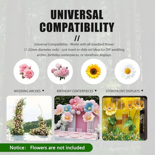 Mverse Giant Flower Stand Base and Stem, Weighted Iron Base, Flexible Pole, 3 Bendable Aluminum Pipes and Pins for DIY Paper Flowers, Wedding Arch, Party Backdrop - size: 1 Set 12.6"