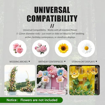 Mverse Giant Flower Stand Base and Stem, Weighted Iron Base, Flexible Pole, 3 Bendable Aluminum Pipes and Pins for DIY Paper Flowers, Wedding Arch, Party Backdrop - size: 1 Set 12.6"