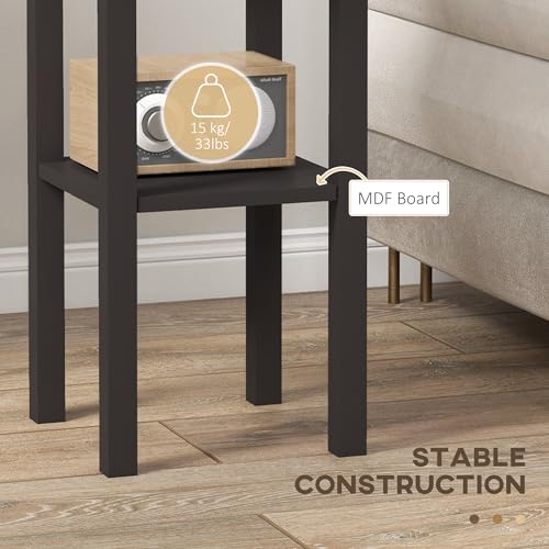 HOMCOM Narrow End Table with Drawer Slim Side Table for Small Spaces Coffee | Tall Telephone Table, Skinny Modern Design, for Small Spaces, Living Room - color: Coffee