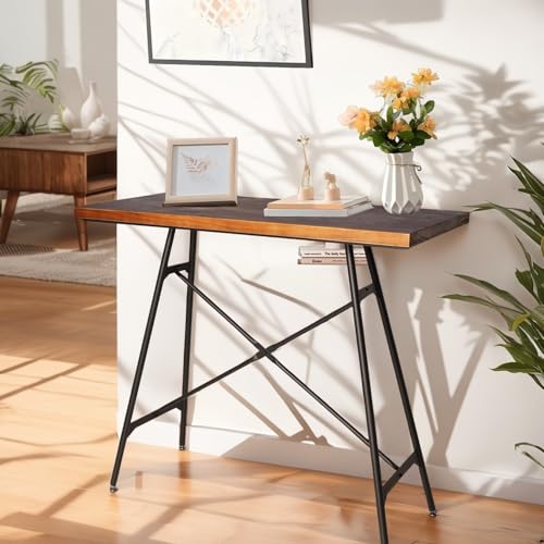 LOKKHAN Modern Industrial Table - 45.3” L x 41.34” H - Rectangular Desk for Home Office, Dining, Side Table - Writing Desk with Cross Bracing - Compact Multipurpose Study, Computer, Craft Workstation