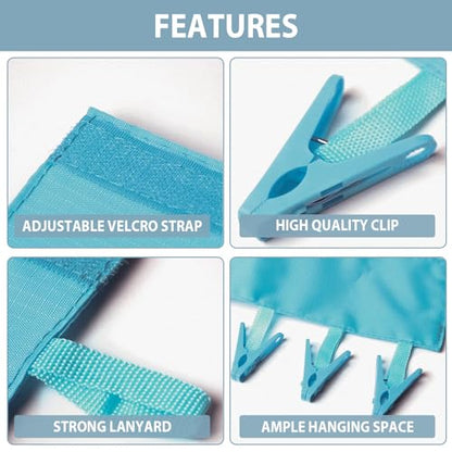 TamBee Portable Hanger Clips Travel Clothesline Travel Hangers Towel Drying Rack Clothing Hanger Folding Portable Sock Dock Swimsuit Drying Rack Hanger with 6 Clips Pack of 3 (Blue) - color: Blue