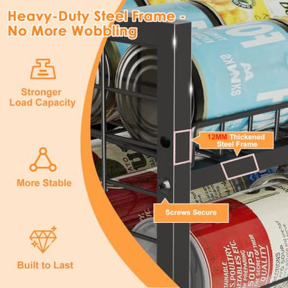 JKsmart 2-Tier Stackable Can Organizer, Extra-Long Can Rack for Pantry Storage, Adjustable Can Dispenser Holds Up to 64 Cans, 12mm Metal Frame, Super Sturdy Holders for Various Canned Food Soda-2 Pack - size: XL-(2 pack)