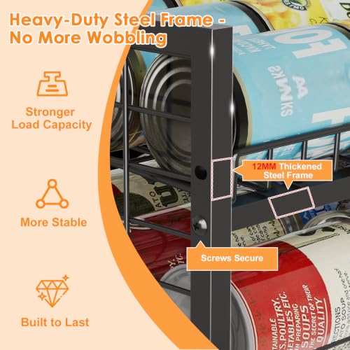 JKsmart 2-Tier Stackable Can Organizer, Extra-Long Can Holders for Pantry Storage, Adjustable Can Dispenser Holds Up to 64 Cans, 12mm Metal Frame, Super Sturdy Racks for Various Canned Food Soda - size: XL-(1 pack)