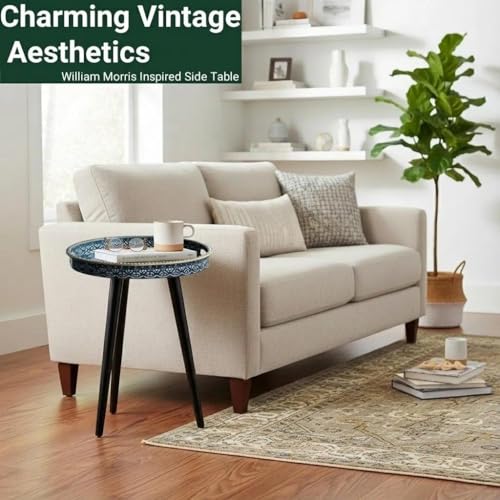 Round Indoor Side Tables with Detachable Wooden 3 Legs, Versatile Tray Table, Perfect for Round Coffee Table Tea, and Relaxation Time 17.7 Inch (33 Blue Maze) - color: 33 Blue Maze