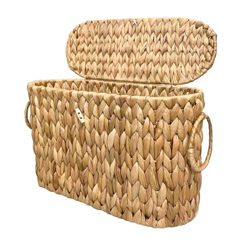 Coeusy Toilet Paper Basket with Lid,Wicker Basket for Bathroom Organizers and Storage,Holds Up to 6 Mega Rolls, Decorative Hand-Woven Rattan Bathroom Decor Accessories,Natural Water Hyacinth - color: Natural Hyacinth