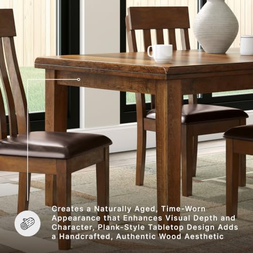 Signature Design by Ashley Ralene Extendable Dining Table, With Butterfly Leaf Seats 6-8, Wood Dining Room Table for Family Meals, Burnished Brown 42 x 60-78 Inch | 18-inch self-storing butterfly leaf, Crafted from veneers, wood and engineered wood, Seats