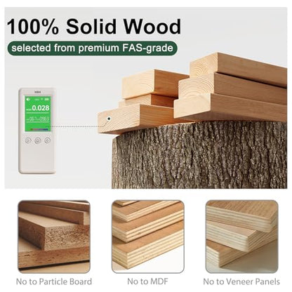 Bedside Table - 100% Solid Oak Wood Nightstand - Small Nightstand with Open Design - Small Side End Table for Bedroom Living Room, Easy Assembly (Natural Color) - color: Natural Color