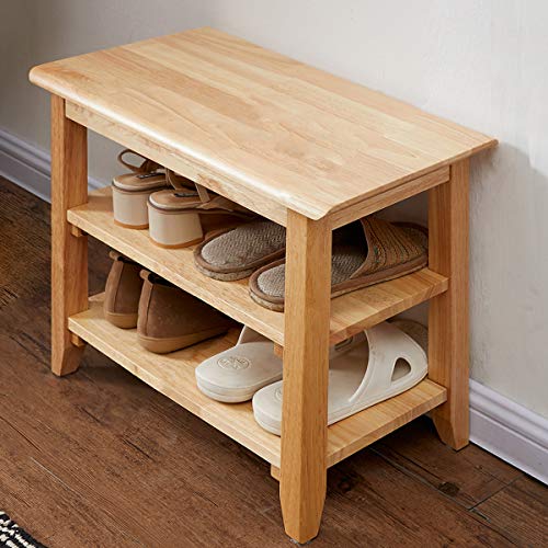 XKZG Shoe Rack Bench Wooden Storage Bench Entryway Bench, Natural, 23.6" | Rubber wood, Shoe Bench for Entryway, Living Room, Bedroom, Balcony, 23.6"W x 11.8"D x 16.5"H - color: Natural, size: 23.6"