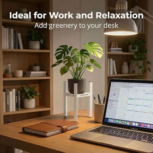 Small Metal Desktop Plant Stand Indoor, Adjustable Plant Holder Fits 5.1-7.5" Pots for Succulents, Bonsai & Office (Without Pots) - color: White