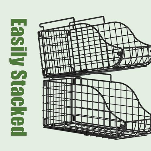 Sonyabecca 8 Pack Stackable Can Organizer for Pantry Cabinet Food Storage | Wire Storage Rack Holds Up to 72 Cans, Beverages and Food. Small Metal Organizer for Kitchen Counters, Fridges and RV