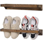 MyGift Set of 2 Solid Wooden Wall Mounted Shoe Rack Storage Organizer with Rustic Burnt Wood Finish, Hanging Footwear Holder for Closet, Mudroom, Entryway, Holds 4 Pairs - color: Rustic Burnt Brown