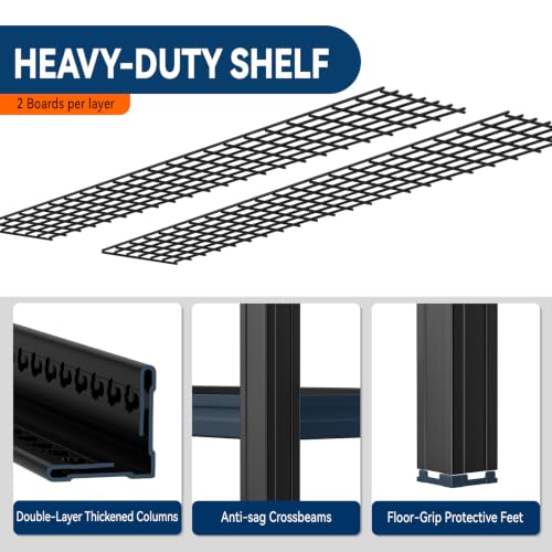 8000 LBS Heavy Duty Garage Shelving, 71" W x 24" D x 71" H 4-Tier Industrial Metal Storage Rack, Adjustable Steel Shelving Unit Holds 2000 LBS Per Shelf for Garage, Warehouse & Workshop - size: 4T 70.8" W x 24" D x 70.8" H