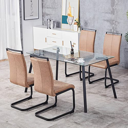 Baysitone Modern Dining Chairs Set of 2, Side & Kitchen Chairs with Faux Leather Padded Seat, High Back, for Dining, Kitchen, Living Room - Brown - color: Brown, size: Set of 2