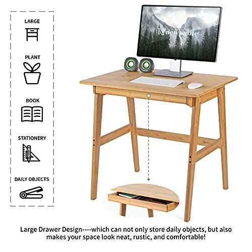 Nnewvante 31.5" Bamboo Writing Desk, Home Office Computer Desk with Drawer | Compact Modern Simple Style, Study Table with Storage for Small Spaces - size: 31.5''-Bamboo