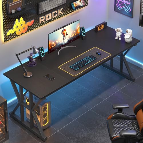 TVU 63-Inch Executive Desk, Large Office Desk with Thicken Frame, Computer Desk Modern Simple Desk for Home Office, Black - color: Black, size: 63inch