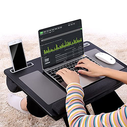 Extra Large Lap Laptop Desk- Home Office Portable LapDesk with Mouse Pad & Wrist Rest for Notebook/MacBook/Tablet, Sofa Bed Working, Writing, Drawing (Carbon Black, Fit Up to 17-inch Laptops)