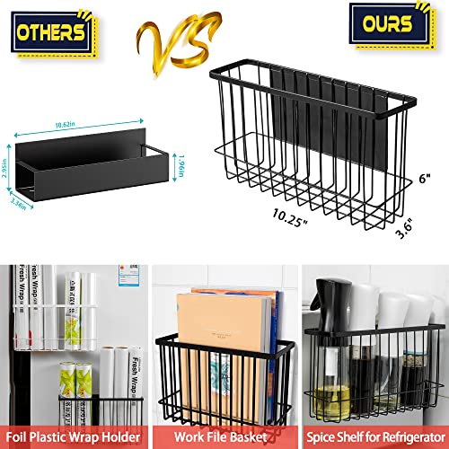 Magnetic Shelf Fridge Basket Bin for Whiteboard Washer Dryer Locker Cabinet | No Drilling Or Tools Needed, Reusable Magnet Organizer Classroom Office Home Kitchen Laundry Storage Rack Container Holder - style: (1-Pack) Black/L