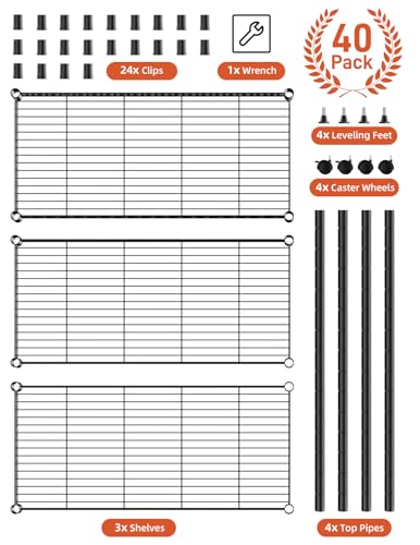 Simple Deluxe Heavy Duty 3-Tier Storage Shelves 750Lb Capacity, 24.02" D x 13.78" W x 29.92" H Shelving Unit for Pantry, Garage, Laundry and Kitchen, Black - size: 3-Tier, 13.78"W x 24.02"D x 29.92"H
