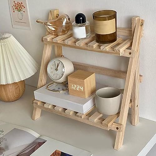 Brrnoo 2 Tiers Plant Stand Shelf,Desk Flower Pot Holder,Adjustable Desktop Shelf Display Organizer Ladder Rack for Office Decorate Storage Rack,Kitchen Rack