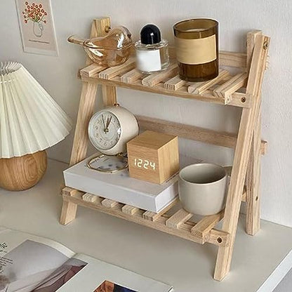 Brrnoo 2 Tiers Plant Stand Shelf,Desk Flower Pot Holder,Adjustable Desktop Shelf Display Organizer Ladder Rack for Office Decorate Storage Rack,Kitchen Rack