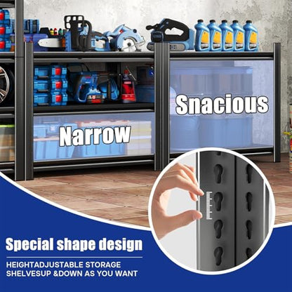 14" D Metal Shelves for Garage Storage, 36" W Garage Shelving Heavy Duty, Adjustable Steel Standing Shelf Units for Basement, Industrial, Shop, Pantry, Warehouse, Kitchen, Black - size: 4 Tier 35.4" W x 13.8" D x 63" H