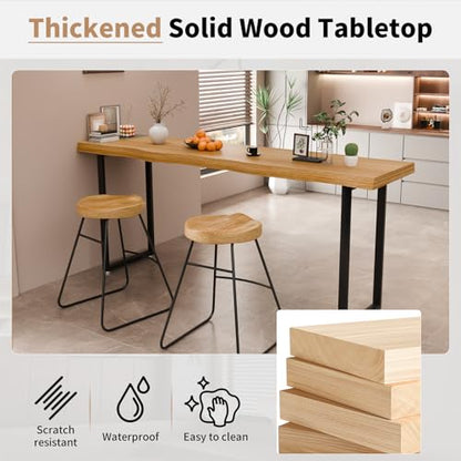 Narrow Bar Table, Rectangular Solid Wood Counter Height Table, Industrial Height Pub Table with Sturdy Metal Frame, Easy-to-Clean Top for Kitchen,Restaurant, Cafe (55.1 in) - size: 55.1 in
