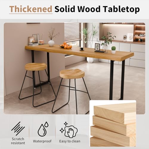Narrow Bar Table, Rectangular Solid Wood Counter Height Table, Industrial Height Pub Table with Sturdy Metal Frame, Easy-to-Clean Top for Kitchen,Restaurant, Cafe (47.2 in) - size: 47.2 in
