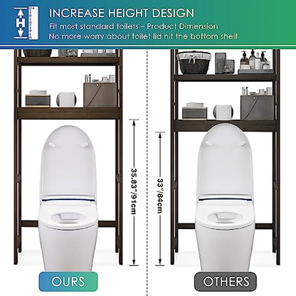 SMIBUY Bathroom Storage Shelf, Bamboo Over-The-Toilet Organizer Rack, Freestanding Toilet Space Saver with 3-Tier Adjustable Shelves (Walnut) - color: Walnut