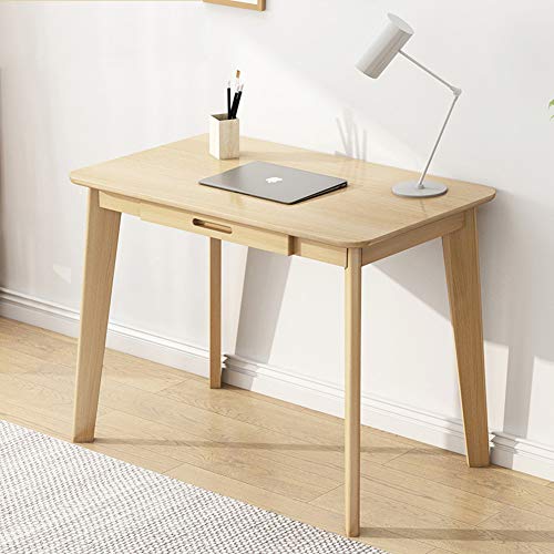 IOTXY Solid Wood Writing Desk - Home Office Workbench Desk with Drawer, Laptop Computer Work Study Table - color: Wood, size: 80CM