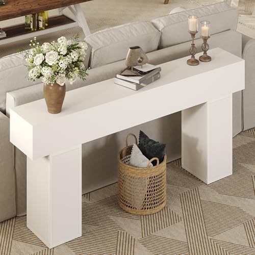 knoworld 70.9-Inch Long Console Table, Wooden Sofa Table Behind Couch Tables, Farmhouse Entryway Table Accent Table for Entrance, Hallway, Living Room, Foyer, White - color: White