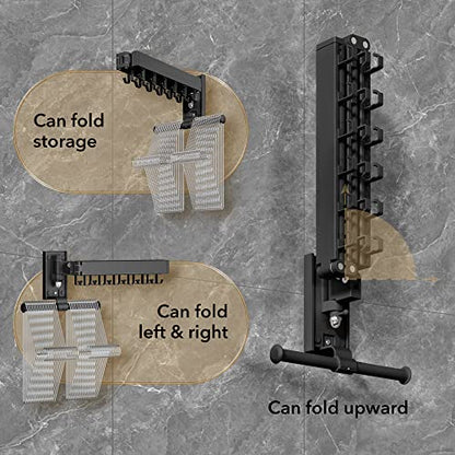 ZdwCyl Wall Mounted Clothes Hanger,Clothes Drying Rack,Laundry Drying Rack,Drying Rack Clothing,Laundry Hanger Rack,Retractable Dryer Racks,Collapsible, Aluminum,can be Fold Upward & Left & Right - color: Black-upgrade