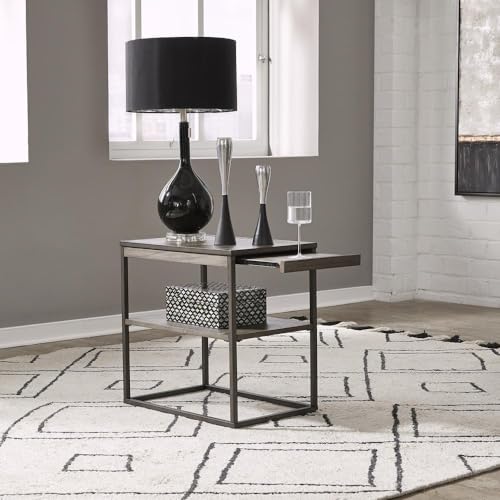 Liberty Furniture Jamestown Wood Top Chair Side Table with Pull Out Tray for Living Room - Tobacco - size: Chair Side Table