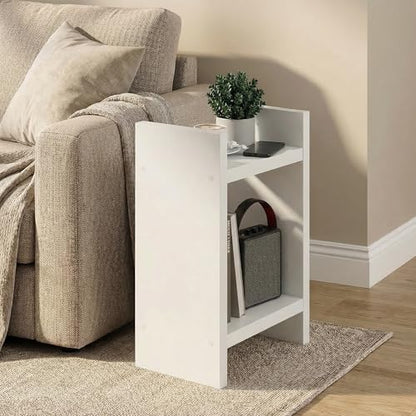 Furinno Viola Side Table, 2-Tier Modern End Table with Open Shelf, 1.2-Inch Extra Thick Frame Night Stand, Open Back Bedside Table, Easy Assembly, for Living Room, Bedroom, White - size: 2-Tier