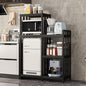 6-Tier Microwave Stand, Freestanding Kitchen Baking Rack, Height Adjustablebakers Shelf, Spice Rack, Mini Fridge, Coffee Bar for Living Room Black - color: Black