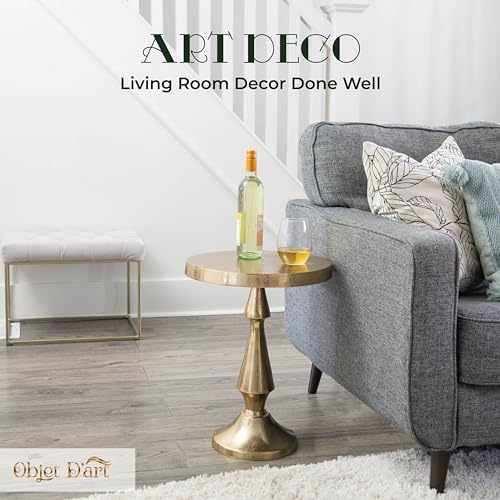 OBJET D'ART Larissa Medium Round Metal Side Table, 21.5" H | Vintage Metal Accent, Accent Table, Pedestal, Cocktail, Drink Table, Living Room, Small Spaces, Larissa, Easy to Display - style: Larissa Grande