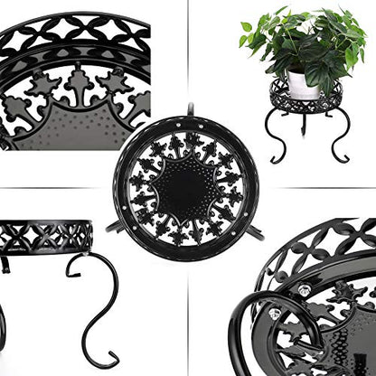 OwnMy Metal Round Plant Stand Indoor Outdoor Iron Flower Pot Holder, Heavy Duty Plant Stand Display Potted Rack for Home, Garden, Patio, Black - color: Black