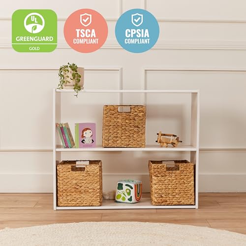 ECR4Kids Streamline 2-Shelf Double-Sided Storage Cabinet, 30in, Double-Sided Display, White Wash - color: White Wash