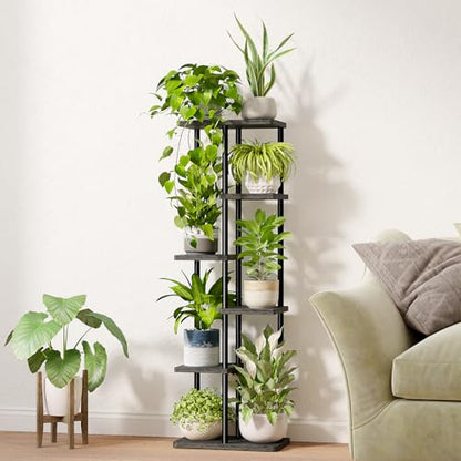 Bamworld Tall Plant Stand Indoor, 6 Tier Metal Plant Shelf for Multiple Plants, Tiered Flower Pot Stands for Patio Garden Balcony Living Room Bedroom, Black | Tiered indoor shelf displays multiple plants in living rooms, bedrooms, balconies, patios, or ga