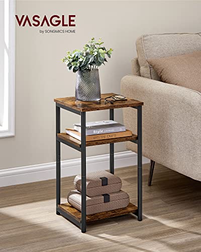 VASAGLE BARNET Collection - Side Table, Small End Table for Living Room, Modern Tall Nightstand, Bedroom, Office, Bathroom, Steel Frame, Rustic Brown and Ink Black ULET273B01 - color: Rustic Brown + Ink Black
