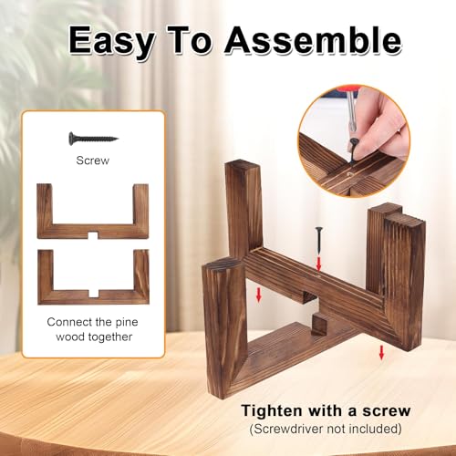 Vigordream Plant Stand, Indoor/Outdoor Wood Plant Holder, Single Flower Pot Stand, Sturdy Planter Stands(Walnut, Fit 5-12 Inch Pots) - size: Fit 5-12inch pots